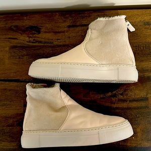 AGL Megan Warm faux fur lined leather/suede combo sneakers